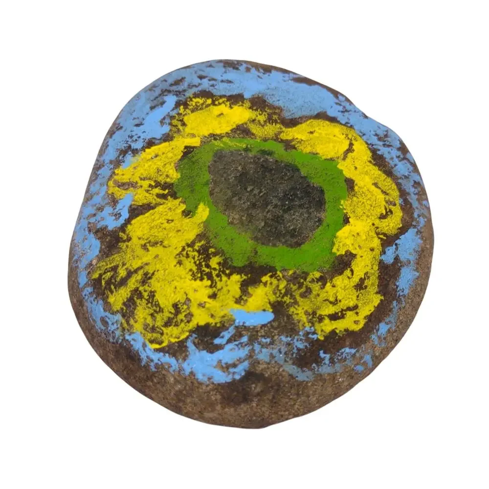 Hand Painted River Rock Sunflower Floral Stone Art Lake Lure NC One of a Kind